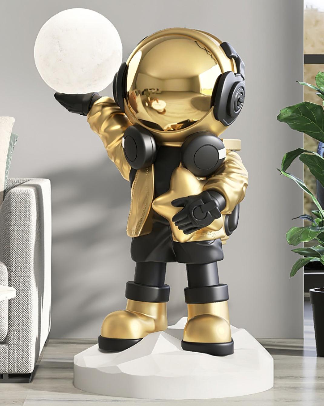 Apollo Astronaut Resin Standing Lamp with Integrated LED and Rechargeable Battery