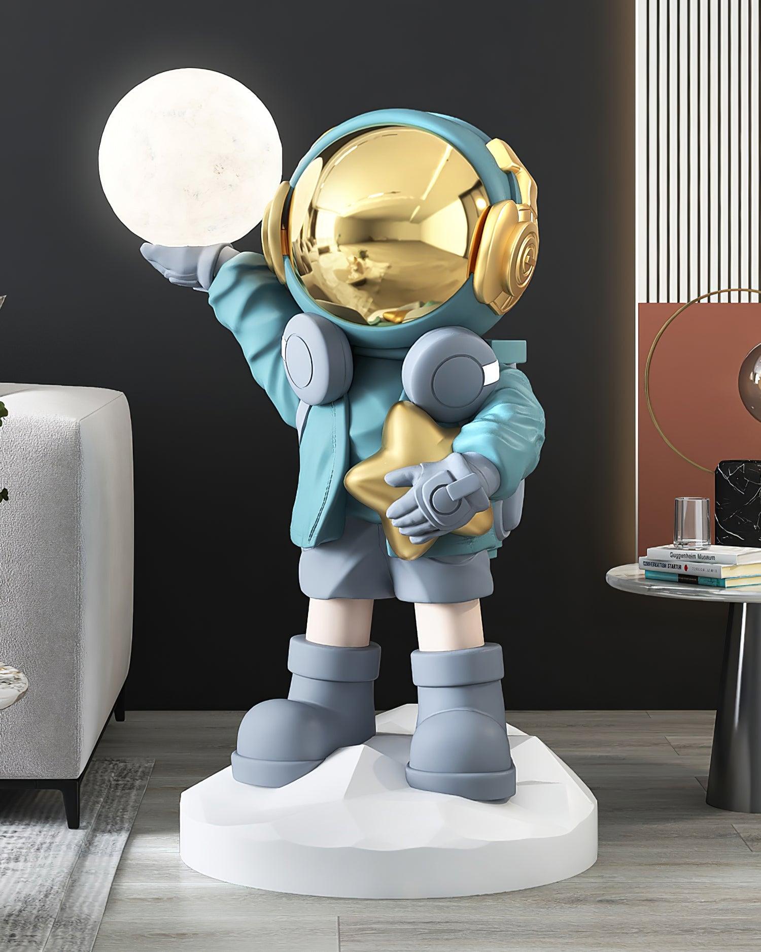 Apollo Astronaut Resin Standing Lamp with Integrated LED and Rechargeable Battery