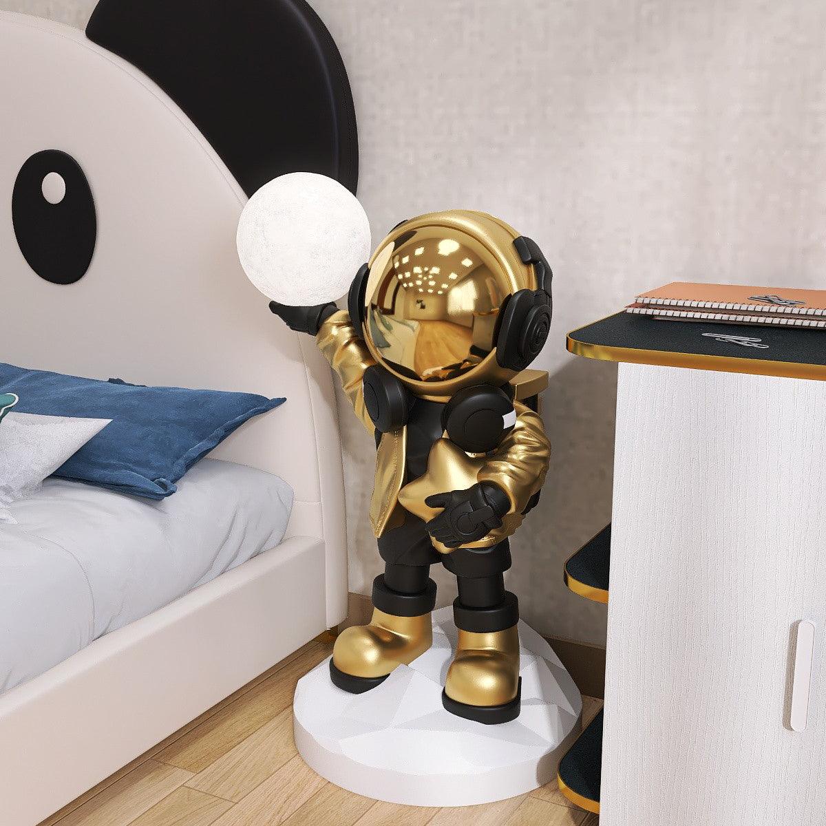 Apollo Astronaut Resin Standing Lamp with Integrated LED and Rechargeable Battery