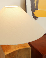 Rustic Wood Floor Lamp with Organic Texture and Beige Fabric Shade Standing Reading Light