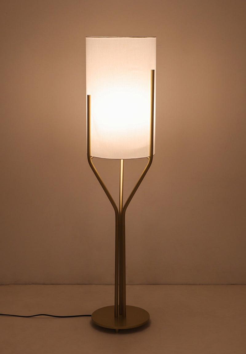 Elegant Brass Arborescence Floor Lamp Contemporary Reading Light with Cloth Shade