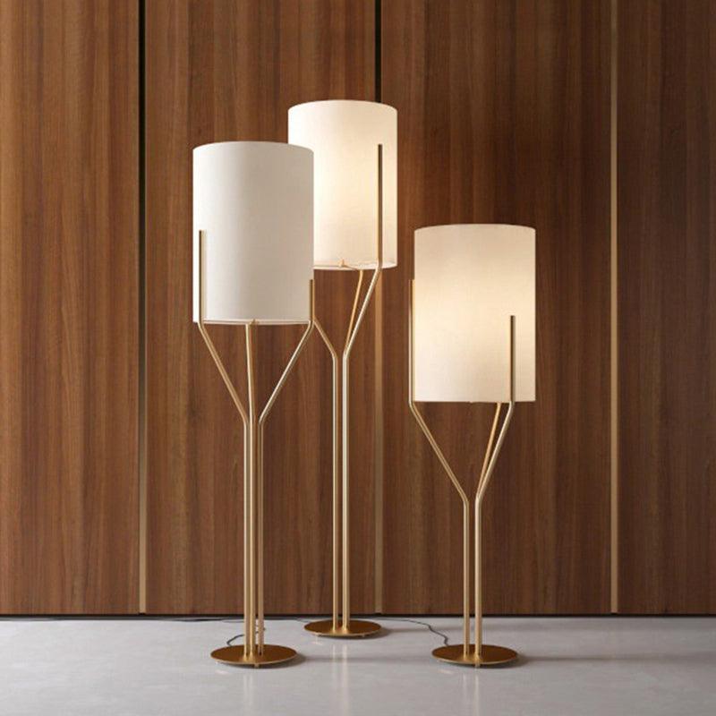 Elegant Brass Arborescence Floor Lamp Contemporary Reading Light with Cloth Shade