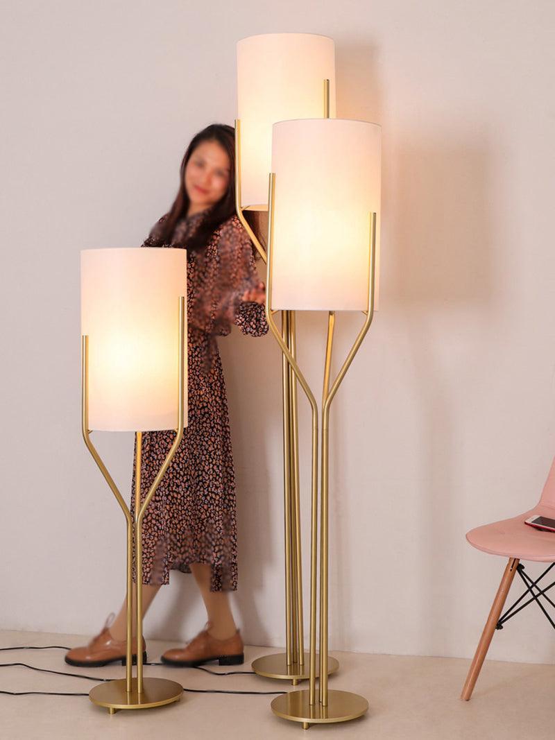 Elegant Brass Arborescence Floor Lamp Contemporary Reading Light with Cloth Shade