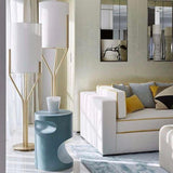 Elegant Brass Arborescence Floor Lamp Contemporary Reading Light with Cloth Shade