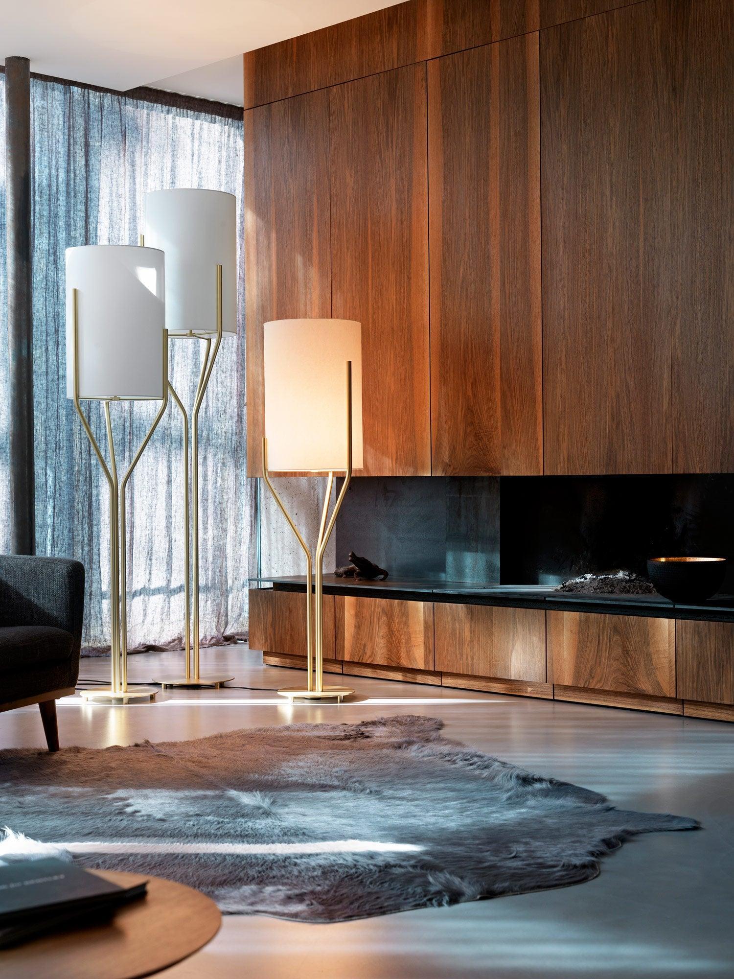 Elegant Brass Arborescence Floor Lamp Contemporary Reading Light with Cloth Shade