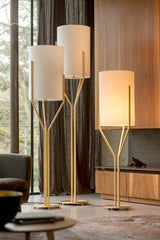 Elegant Brass Arborescence Floor Lamp Contemporary Reading Light with Cloth Shade