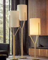 Elegant Brass Arborescence Floor Lamp Contemporary Reading Light with Cloth Shade