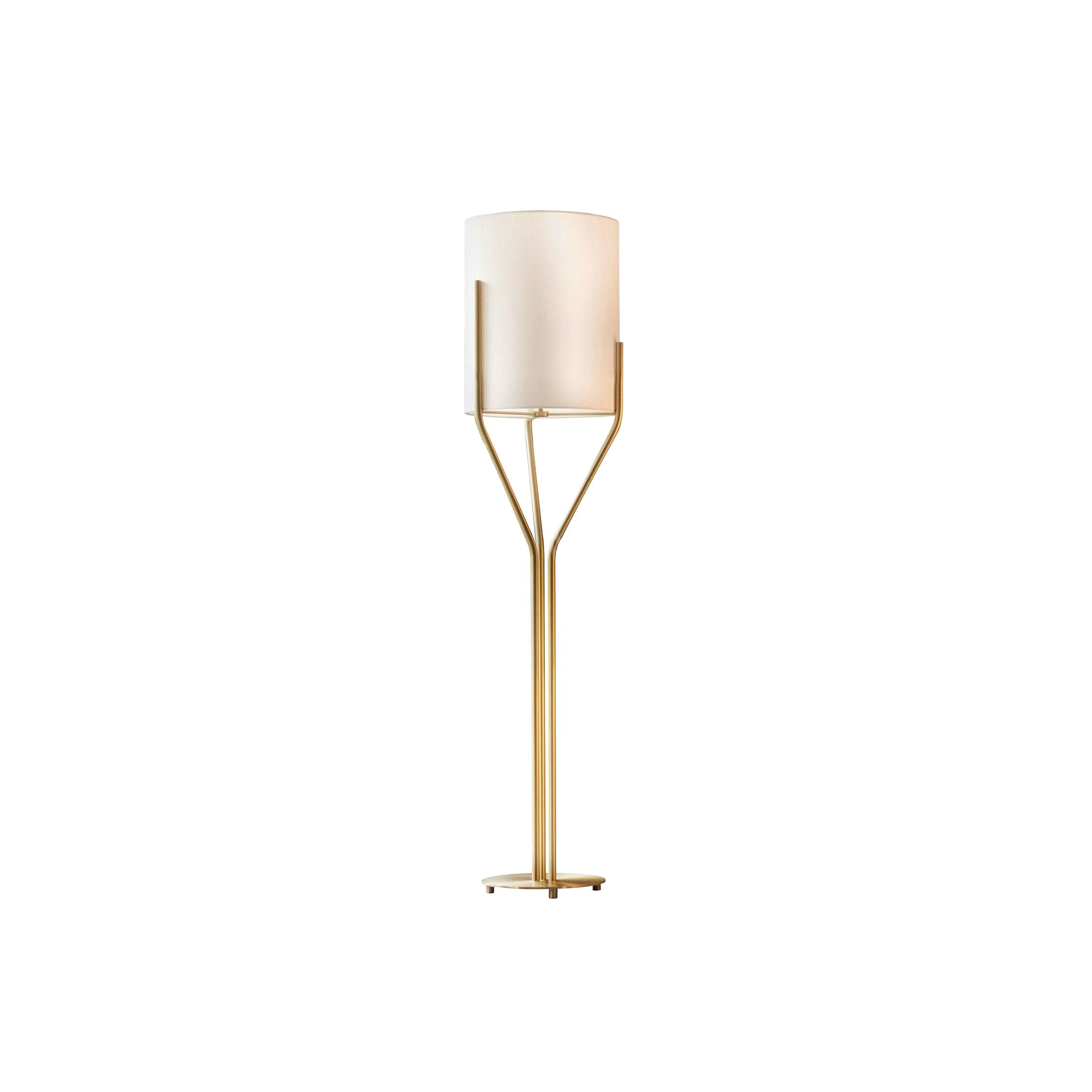 Elegant Brass Arborescence Floor Lamp Contemporary Reading Light with Cloth Shade