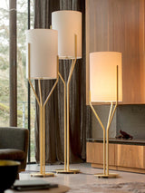 Elegant Brass Arborescence Floor Lamp Contemporary Reading Light with Cloth Shade