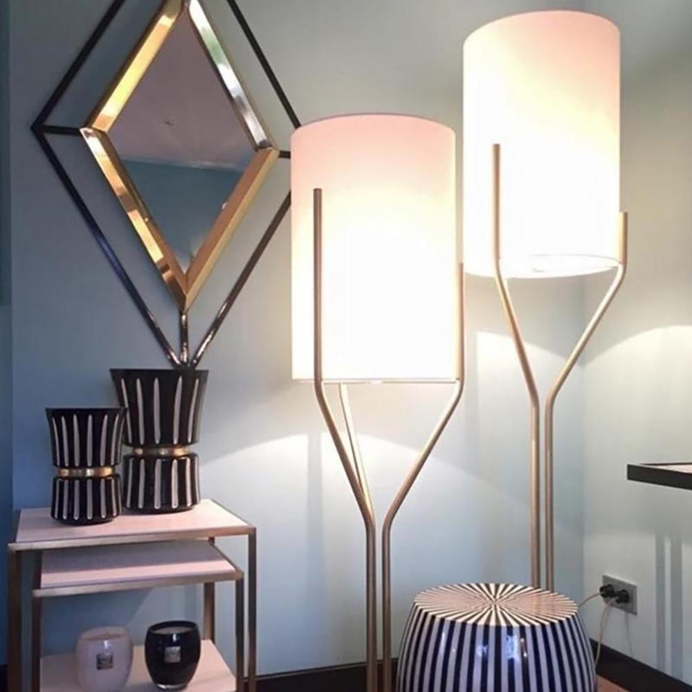Elegant Brass Arborescence Floor Lamp Contemporary Reading Light with Cloth Shade