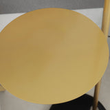 Arc Bell Metal Floor Lamp with Natural Marble Base and Integrated Side Table Tray