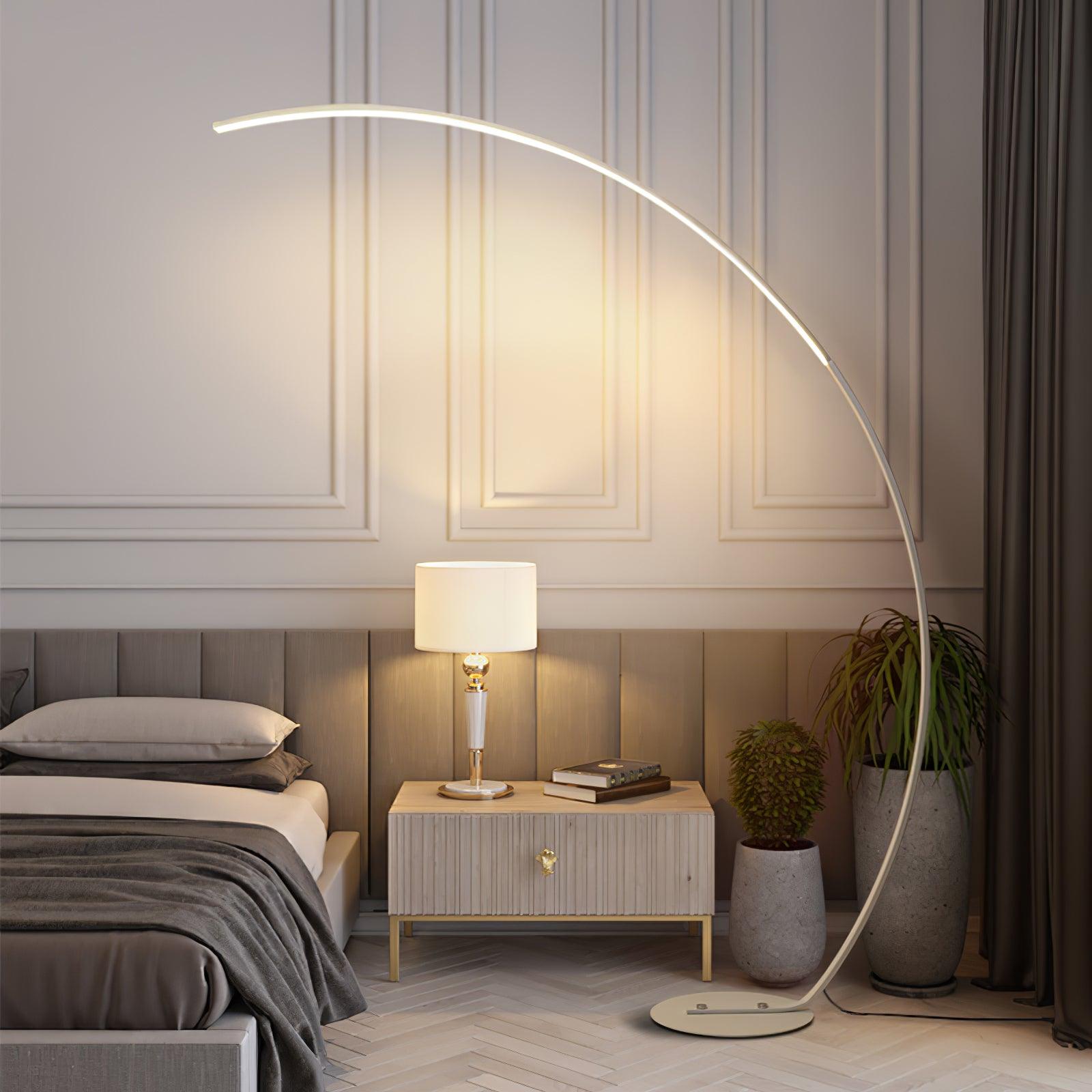 Modern LED Arc Floor Lamp Minimalist Standing Accent Light for Living Room