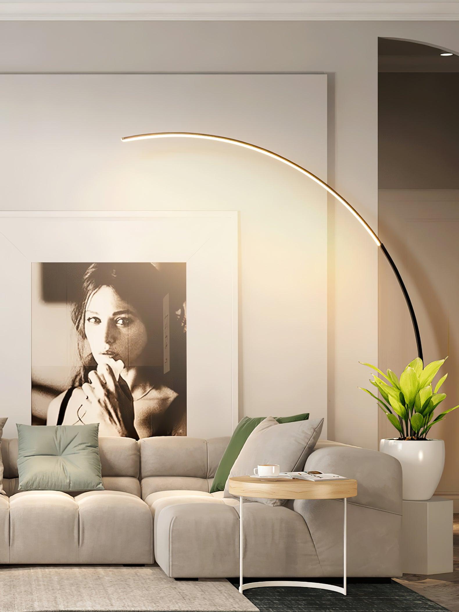 Modern LED Arc Floor Lamp Minimalist Standing Accent Light for Living Room