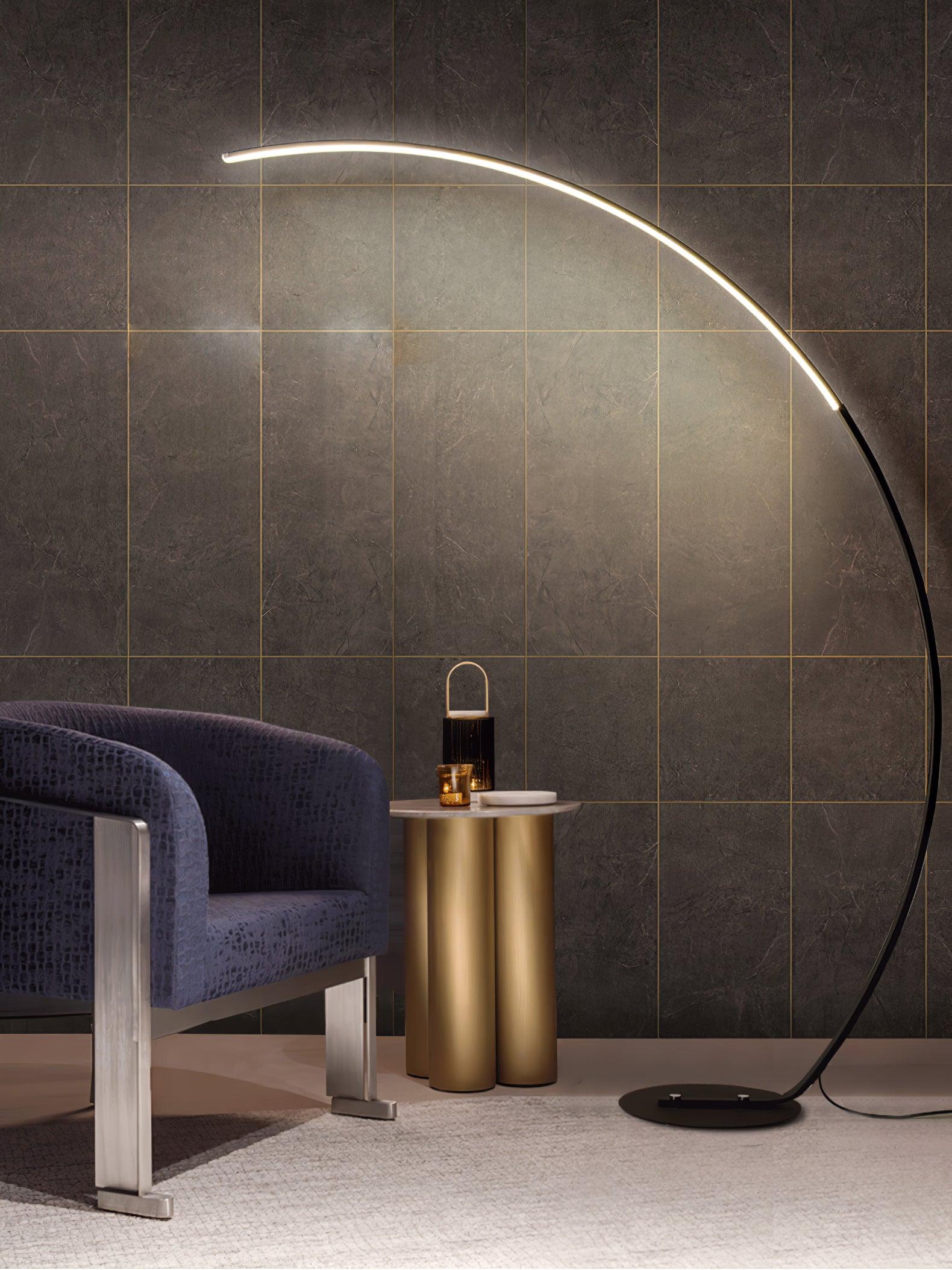 Modern LED Arc Floor Lamp Minimalist Standing Accent Light for Living Room