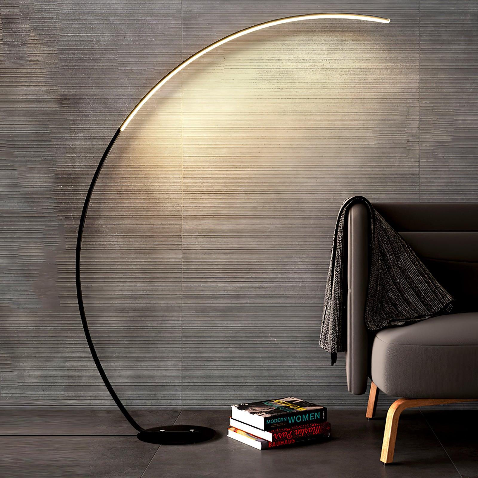 Modern LED Arc Floor Lamp Minimalist Standing Accent Light for Living Room