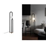 Modern Wood Arc Floor Lamp Minimalist Torchiere Standing Light with Acrylic Orb