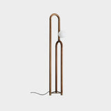 Modern Wood Arc Floor Lamp Minimalist Torchiere Standing Light with Acrylic Orb