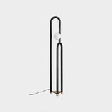 Modern Wood Arc Floor Lamp Minimalist Torchiere Standing Light with Acrylic Orb