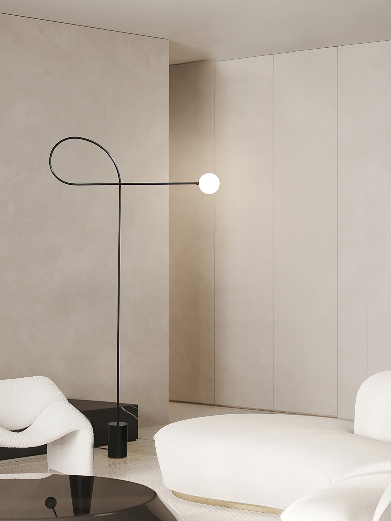 Modern Industrial Arcane Orb Glass Globe Floor Lamp with Metal Frame