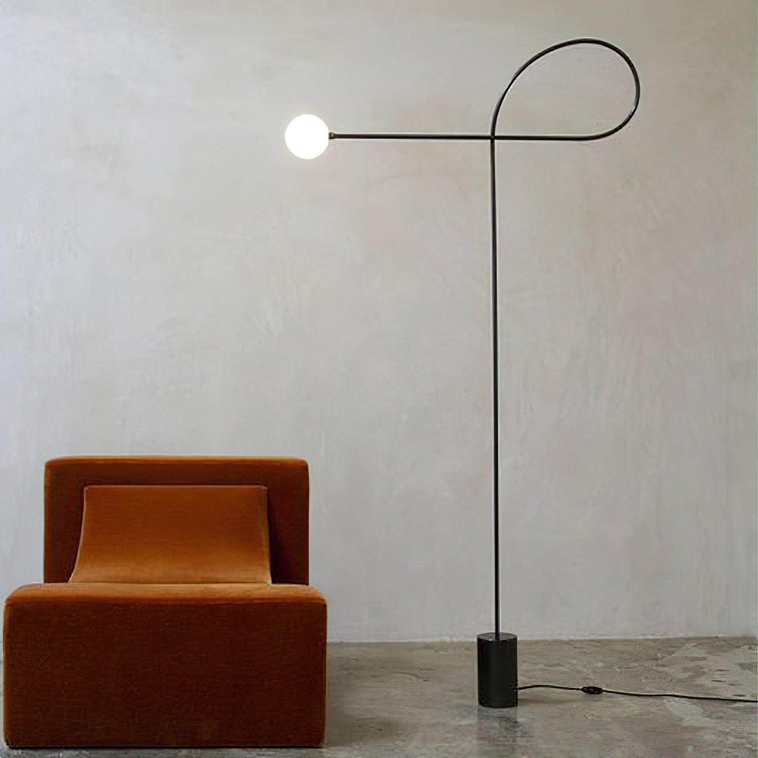Modern Industrial Arcane Orb Glass Globe Floor Lamp with Metal Frame