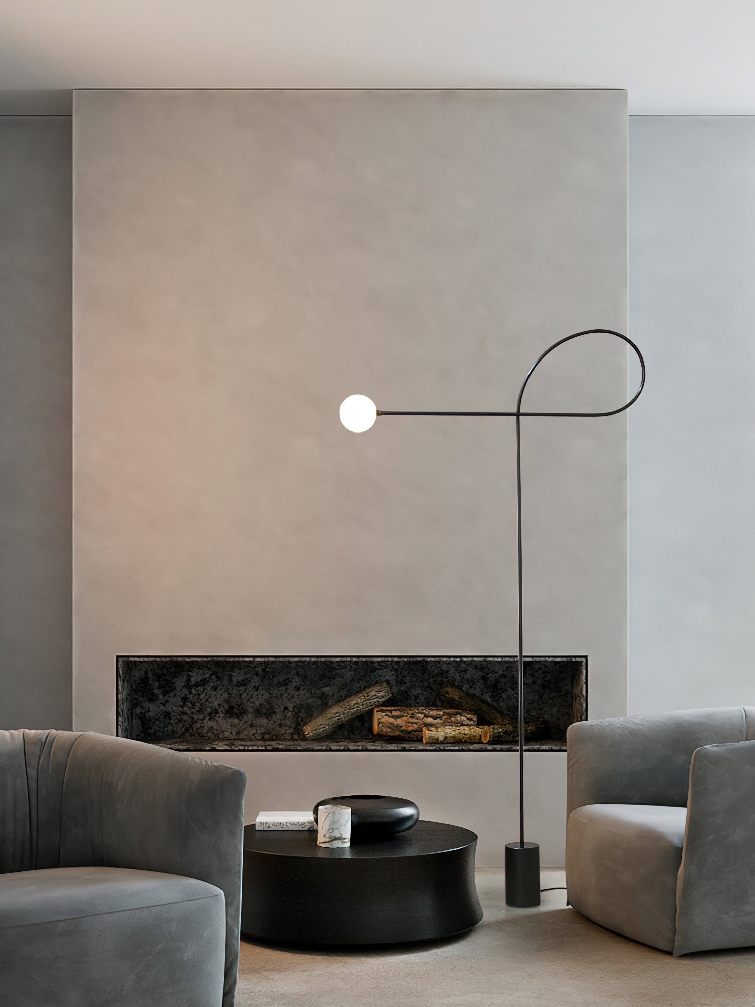 Modern Industrial Arcane Orb Glass Globe Floor Lamp with Metal Frame