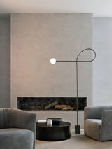 Modern Industrial Arcane Orb Glass Globe Floor Lamp with Metal Frame
