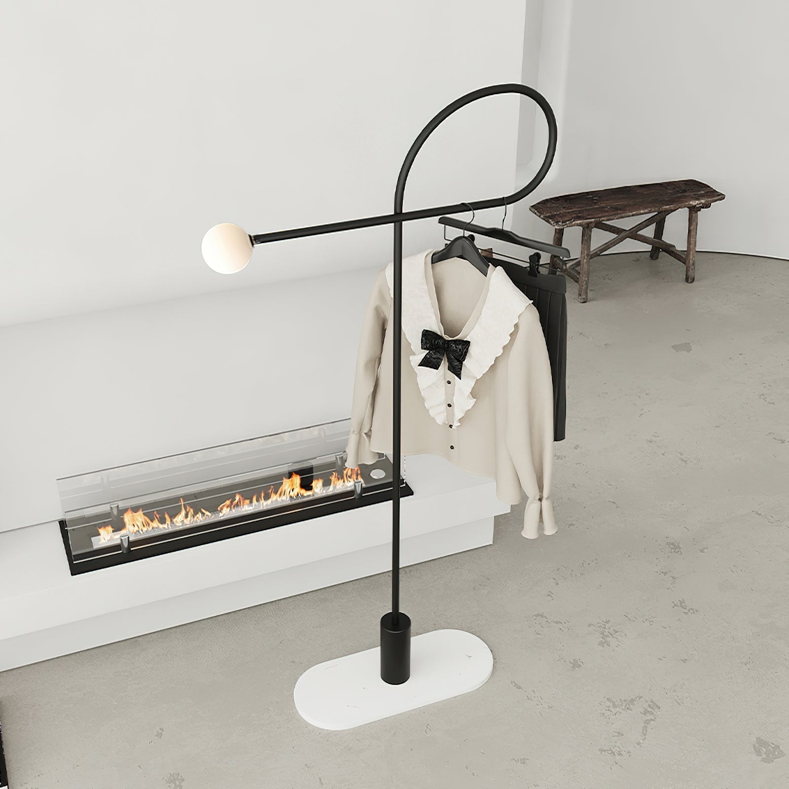 Modern Industrial Arcane Orb Glass Globe Floor Lamp with Metal Frame
