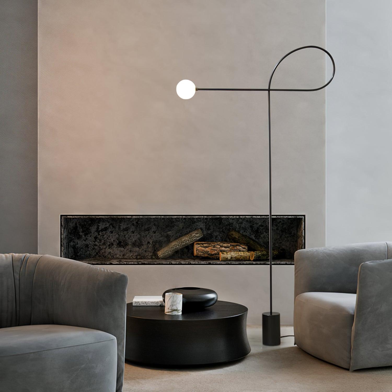 Modern Industrial Arcane Orb Glass Globe Floor Lamp with Metal Frame