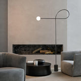 Modern Industrial Arcane Orb Glass Globe Floor Lamp with Metal Frame