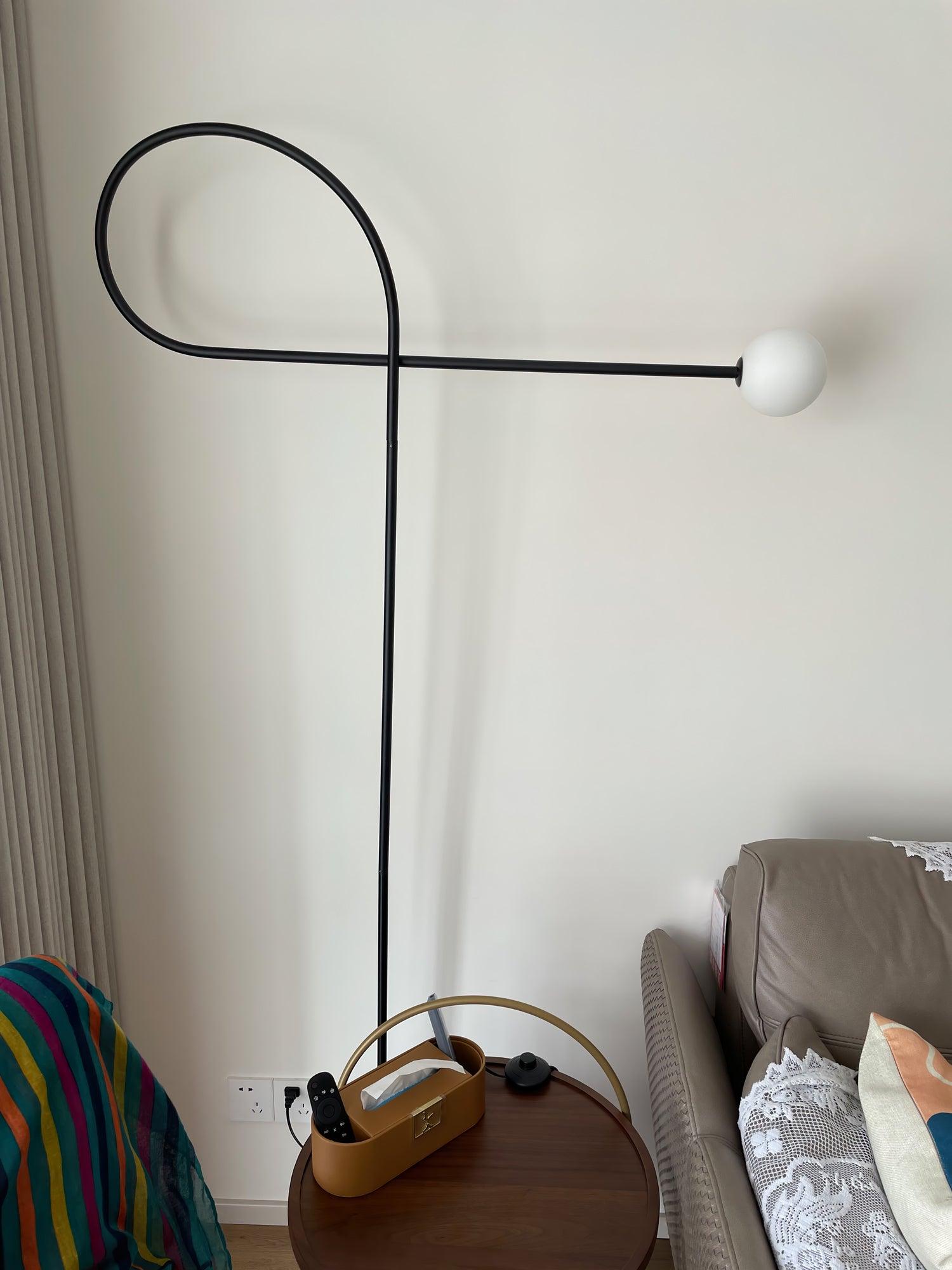 Modern Industrial Arcane Orb Glass Globe Floor Lamp with Metal Frame