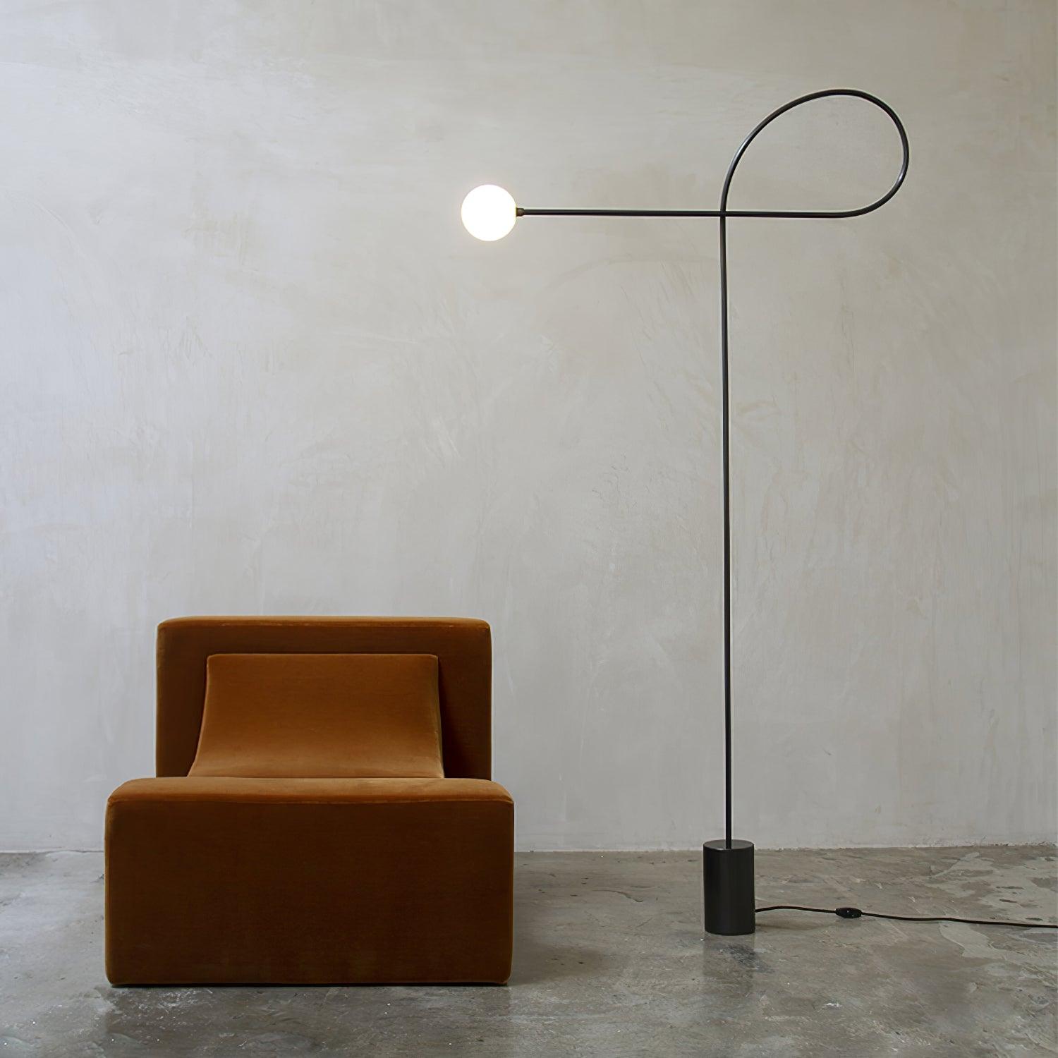 Modern Industrial Arcane Orb Glass Globe Floor Lamp with Metal Frame