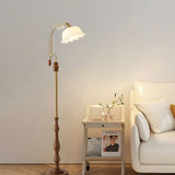 Arch Curves Contemporary Arched Floor Lamp with Wood and Glass Accents for Modern Living Rooms