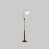 Arch Curves Contemporary Arched Floor Lamp with Wood and Glass Accents for Modern Living Rooms