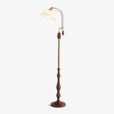 Arch Curves Contemporary Arched Floor Lamp with Wood and Glass Accents for Modern Living Rooms