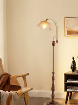 Arch Curves Contemporary Arched Floor Lamp with Wood and Glass Accents for Modern Living Rooms