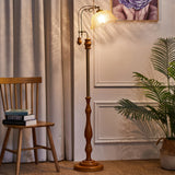 Arch Curves Contemporary Arched Floor Lamp with Wood and Glass Accents for Modern Living Rooms