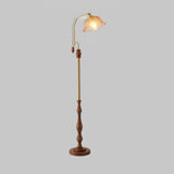 Arch Curves Contemporary Arched Floor Lamp with Wood and Glass Accents for Modern Living Rooms