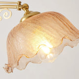 Modern Arch Curves Wood and Metal Table Lamp with Glass Globe Shade for Office