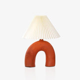 Arched Ceramic Pleated Table Lamp with Fabric Shade Elegant Bedside Desk Lighting for Modern Home Decor