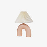 Arched Ceramic Pleated Table Lamp with Fabric Shade Elegant Bedside Desk Lighting for Modern Home Decor