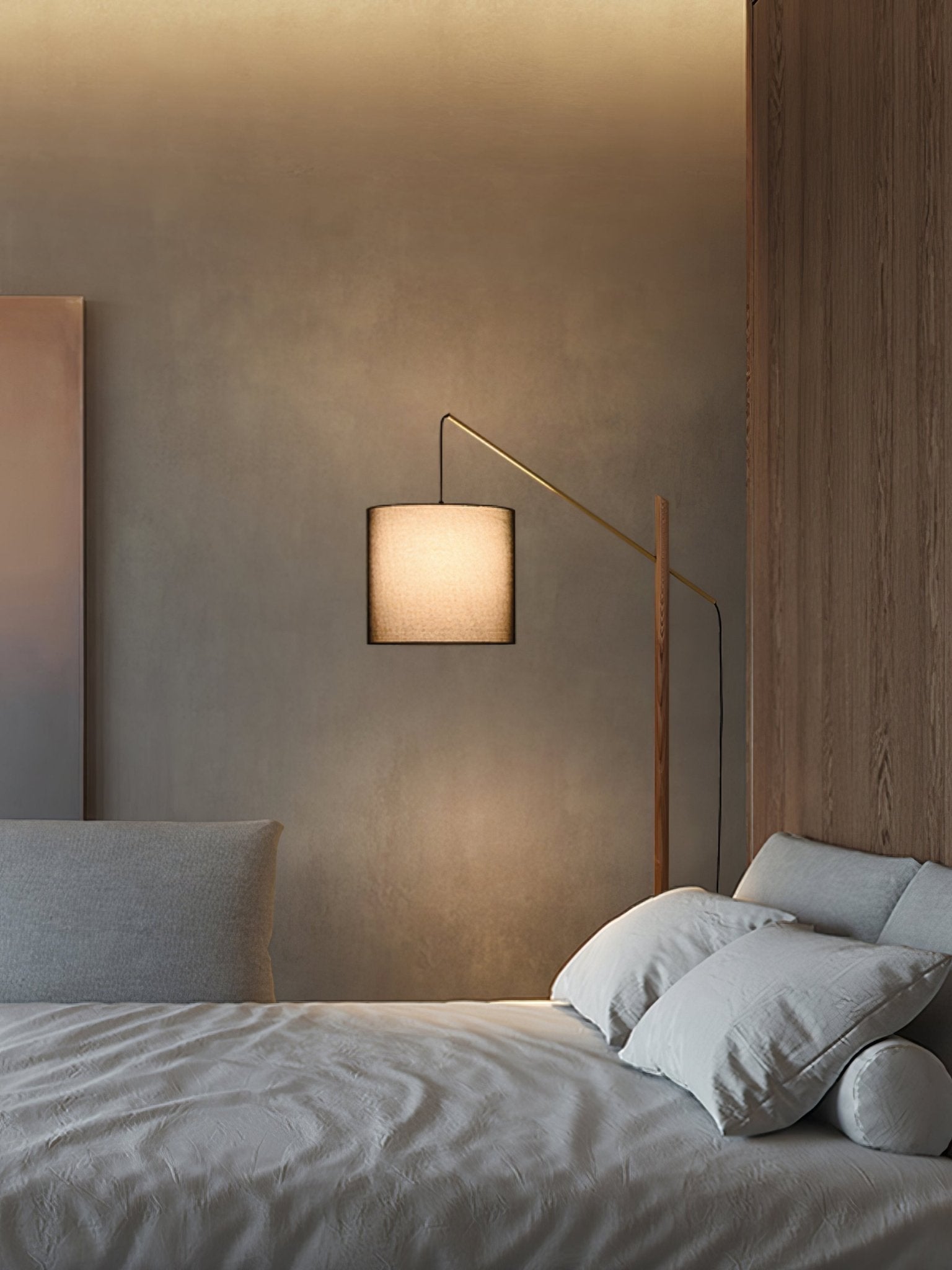 archer-contemporary-arched-wood-standing-lamp-with-adjustable-linen-drum-shade