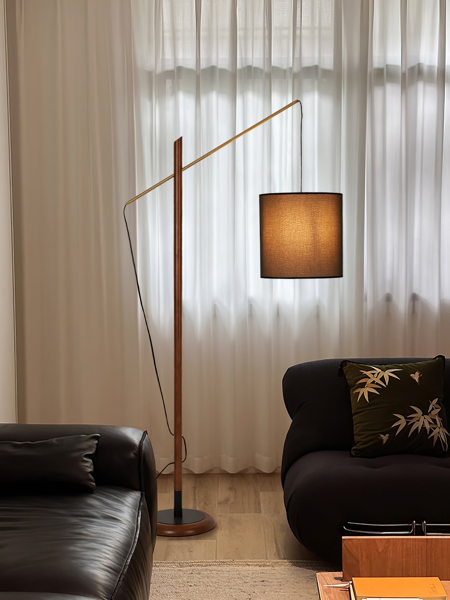 archer-contemporary-arched-wood-standing-lamp-with-adjustable-linen-drum-shade