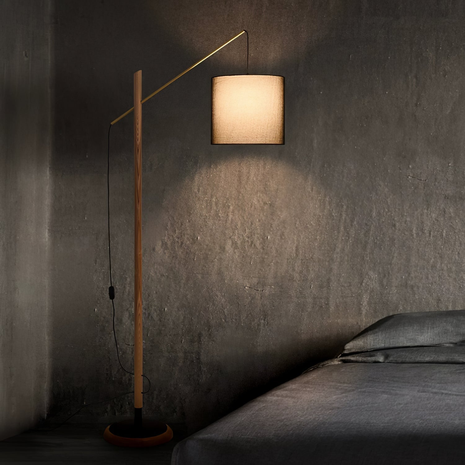 archer-contemporary-arched-wood-standing-lamp-with-adjustable-linen-drum-shade