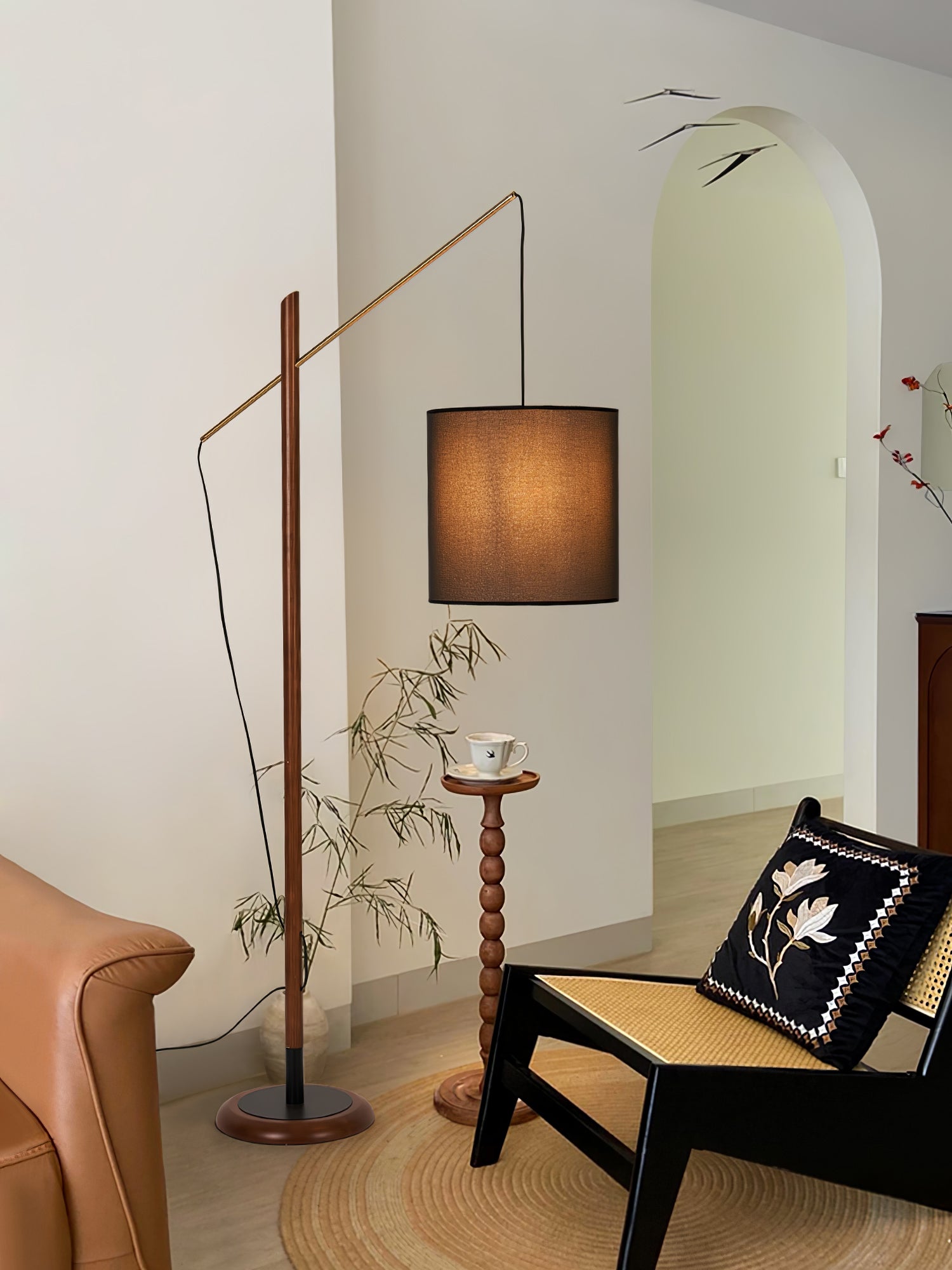 archer-contemporary-arched-wood-standing-lamp-with-adjustable-linen-drum-shade