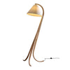 Modern Arcwood Curved Wood Floor Lamp with Fabric Shade for Living Room and Study