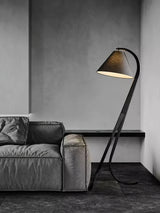Modern Arcwood Curved Wood Floor Lamp with Fabric Shade for Living Room and Study