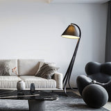 Modern Arcwood Curved Wood Floor Lamp with Fabric Shade for Living Room and Study