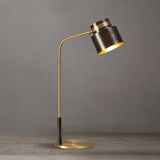 Modern Scandustrial Brass and Black Metal Desk Lamp for Office or Bedside Lighting
