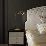 Modern Scandustrial Brass and Black Metal Desk Lamp for Office or Bedside Lighting