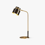 Modern Scandustrial Brass and Black Metal Desk Lamp for Office or Bedside Lighting